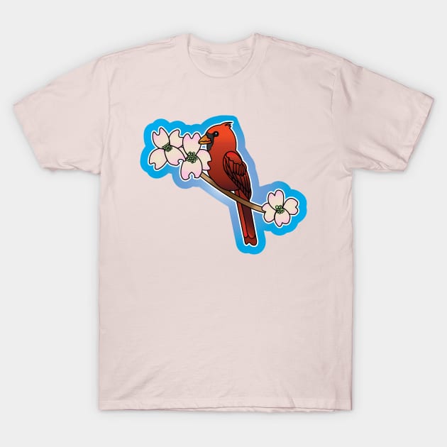 Cardinal and Dogwoods T-Shirt by tesiamarieart